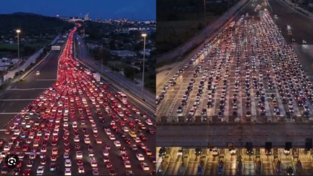 Διόδια Αθηνών-Κορίνθου: Χθες βράδυ η μεγάλη επιστροφή – Οι εικόνες που κατέγραψαν τα drone (βίντεο)