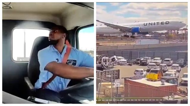 United Airlines: Καρέ-καρέ η στιγμή που το αεροπλάνο χτυπά φωτιστικό και φορτηγό στο Newark (Video)