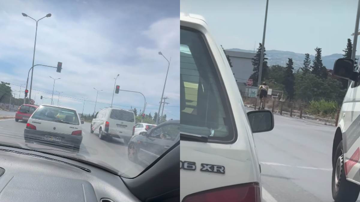 Αν είναι δυνατόν: Ποδηλάτης περνάει με.. φουλ τα γκάζια από κόκκινο φανάρι χωρίς να υπάρχει καν ποδηλατόδρομος!