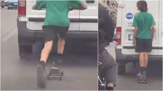 Σοκ στην Καλλιθέα: Ανήλικος κρέμεται από φορτηγάκι κάνοντας skateboard