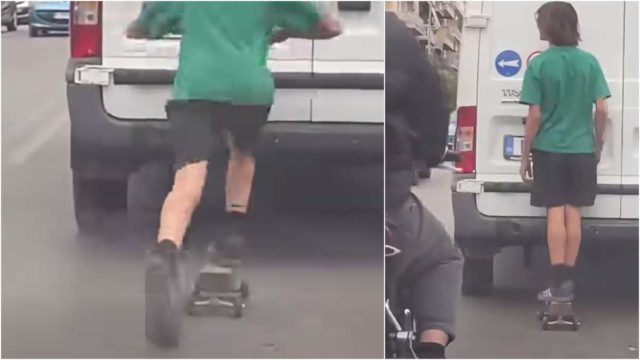 Σοκ στην Καλλιθέα: Ανήλικος κρέμεται από φορτηγάκι κάνοντας skateboard