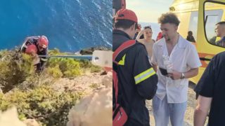 Βίντεο-σοκ από τη Ζάκυνθο: Η στιγμή που άνδρες της ΕΜΑΚ σώζουν τουρίστα από τον γκρεμό