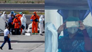 Ειδικά διαμορφωμένα οχήματα και στρατιωτικά αεροσκάφη επιστρατεύτηκαν για τη μεταφορά των ατόμων που ήρθαν σε επαφή με τον χανταϊό