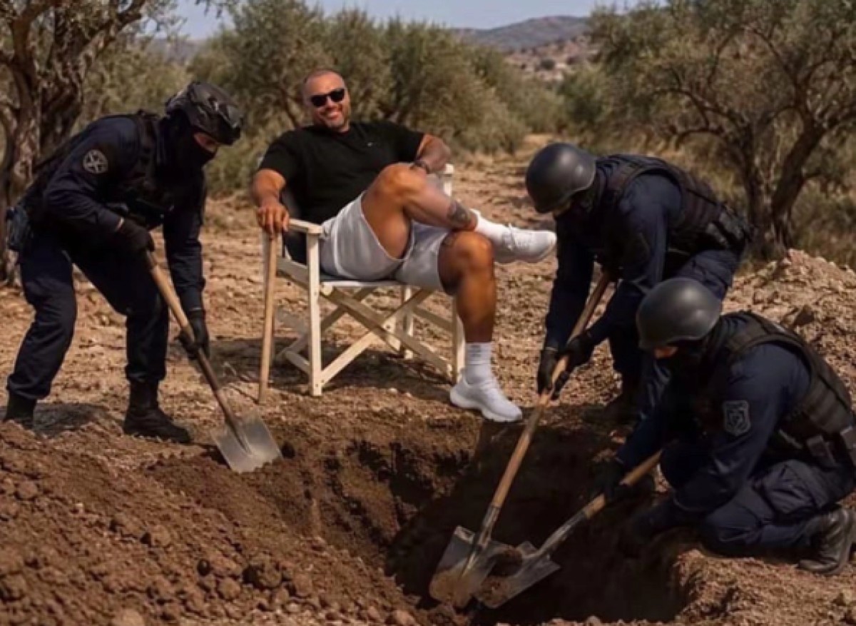 Ένστολοι σκάβουν στο έδαφος γύρω του