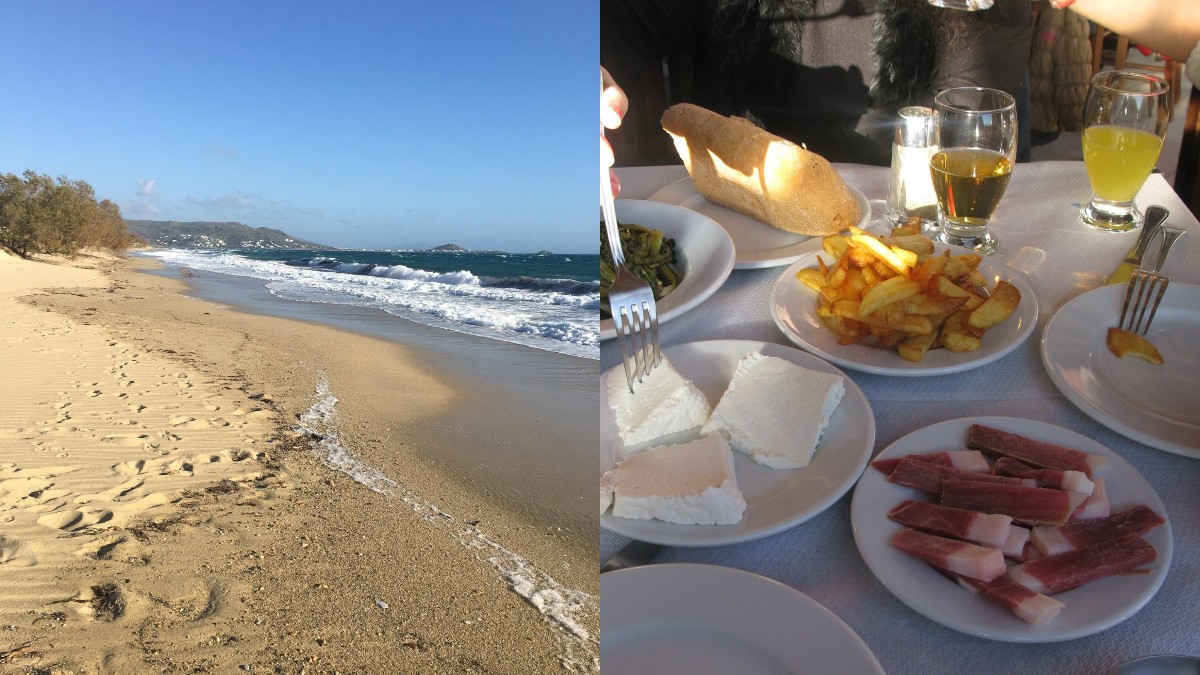 Στην παραλία της Αγίας Άννας στη Νάξο, η ταβέρνα «Παράδεισος» προσφέρει παραδοσιακές κυκλαδίτικες γεύσεις και αγνά υλικά, με τραπεζάκια πάνω στην άμμο και μοναδική θέα
