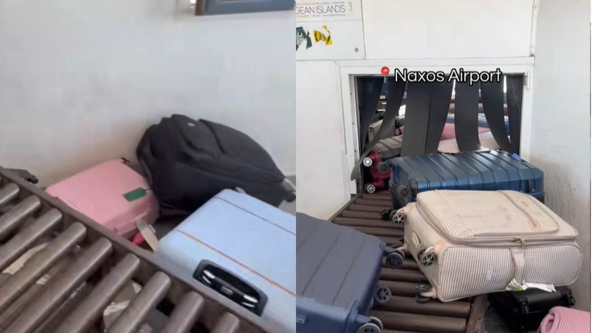 Απαράδεκτες εικόνες από το αεροδρόμιο της Νάξου με βαλίτσες πεταμένες αριστερά και δεξιά