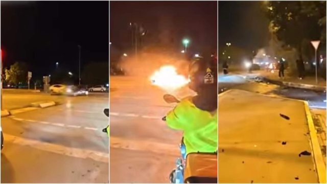 Σκηνές απόλυτου τρόμου: Αυτοκίνητο έγινε «πύρινη σφαίρα» μετά από σφοδρή σύγκρουση – Κάμερα κατέγραψε τη σοκαριστική στιγμή!