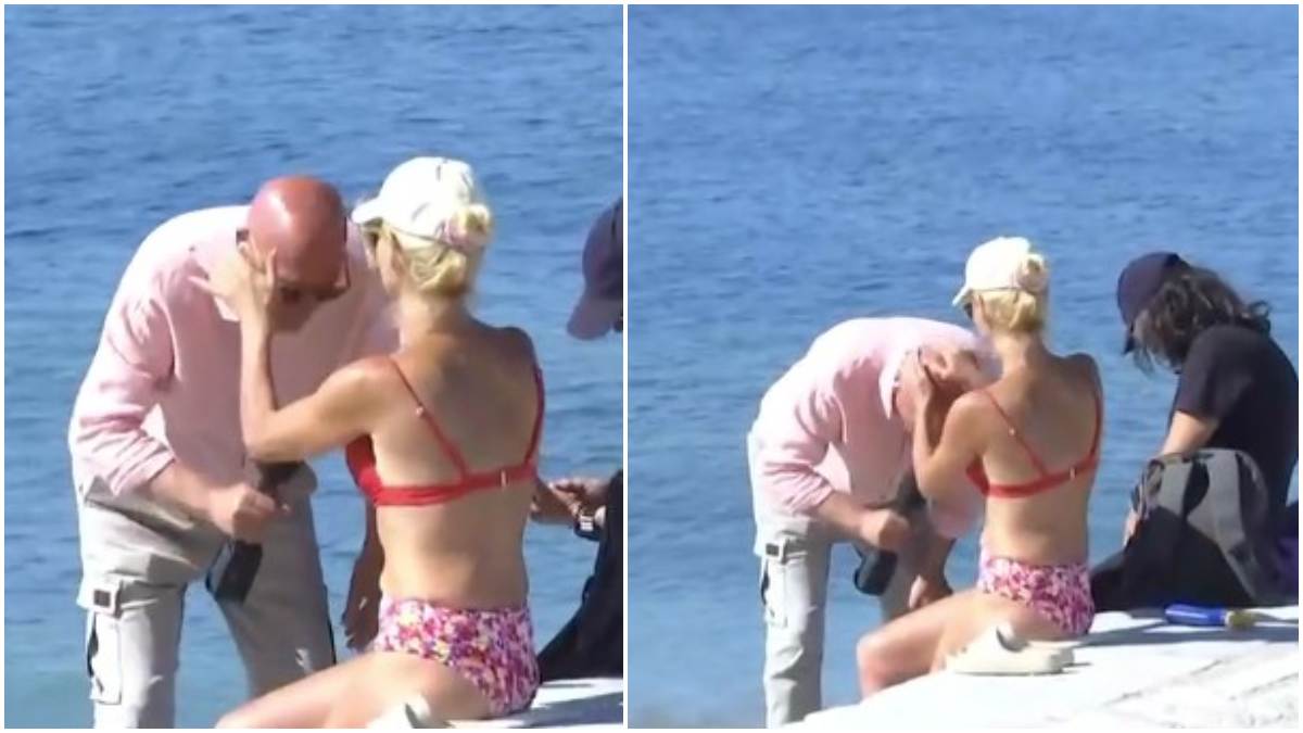 «Βάλε λίγο στο κάμπριο!»: Λουόμενη βάζει αντηλιακό στο κεφάλι του Γιώργου Τσελίκα on air