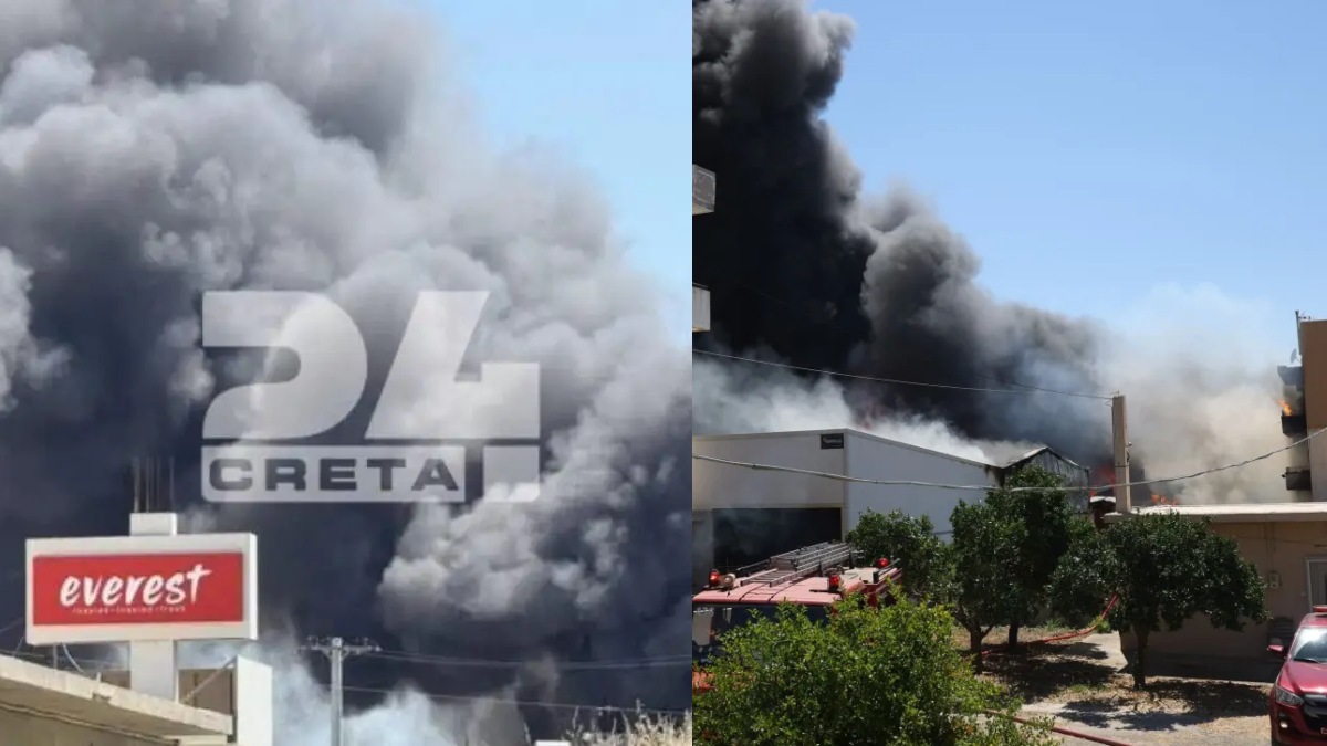 Δραματικές στιγμές στο Ηράκλειο: Στις φλόγες σπίτια και μαγαζιά, εξαπλώνεται η μεγάλη πυργκαγιά – Βίντεο