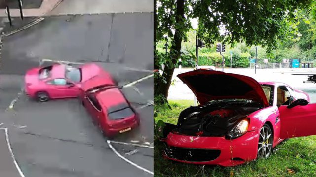 Viral βίντεο: Η μοναδική ροζ Ferrari της Βρετανίας τράκαρε με ΙΧ – Ακολούθησε «σόου» με την ασφαλιστική