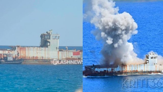 Χανιά: Στον βυθό της θάλασσας το «Φολέγανδρος» του Πολεμικού Ναυτικού – Καρέ καρέ η στιγμή της έκρηξης