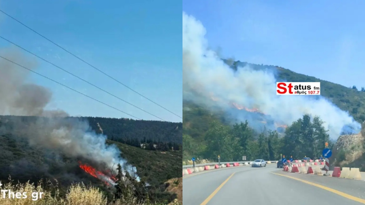Φωτιά τώρα στα Πεύκα Θεσσαλονίκης – Αεροσκάφη και ελικόπτερο στη μάχη με τις φλόγες