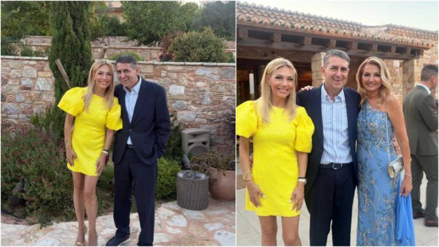 Λαμπερή εμφάνιση σε γάμο: Τίνα Μεσσαροπούλου και Γιώργος Μυλωνάκης πιο ευτυχισμένοι από ποτέ μετά την περιπέτεια υγείας του υφυπουργού!