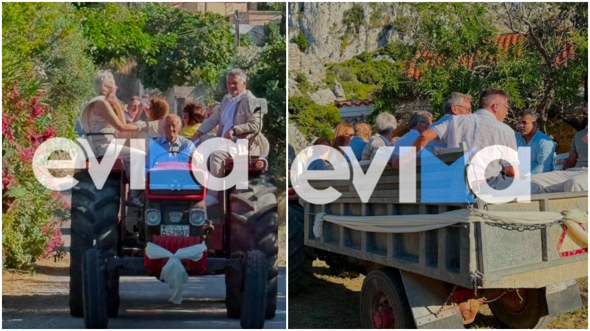 Εύβοια: Νύφη, γαμπρός και καλεσμένοι πήγαν στην εκκλησία για τον γάμο με τρακτέρ και έγιναν viral