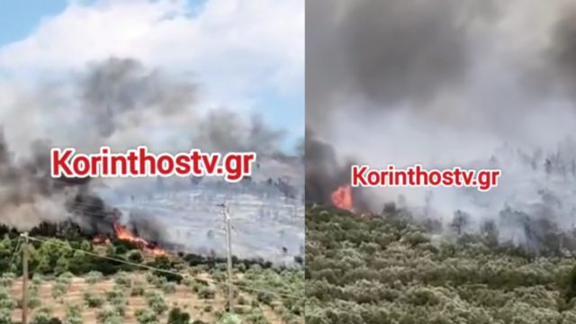 Ανεξέλεγκτη η πυρκαγιά στην Κορινθία: Μήνυμα 112 – Σηκώθηκαν 7 εναέρια, βίντεο και φωτογραφίες