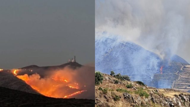 Πάρος: Εφιαλτική νύχτα με συνεχείς αναζωπυρώσεις – Το 112 εκκένωσε πέντε περιοχές, αεροσκάφη με το πρώτο φως της ημέρας
