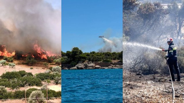 Πύρινος κλοιός σε Βοιωτία, Αργολίδα και Αχαΐα – Μπαράζ εκκενώσεων, μηνύματα από το «112» και μάχη με τους ανέμους