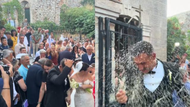 Λίγο υπερβολή: Φίλοι του γαμπρού σε γάμο πετάνε ρύζι στους νεόνυμφους με το… φτυάρι!