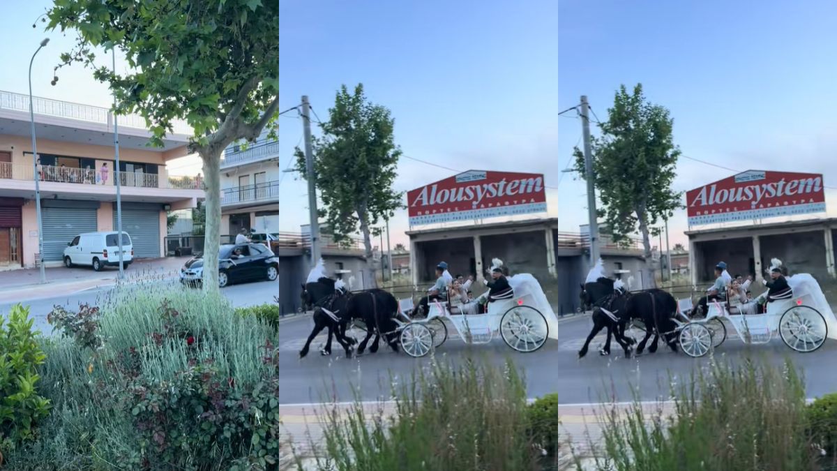 Ο απόλυτος viral γάμος Ρομά: Το ζευγάρι πάει στην εκκλησία με άμαξα