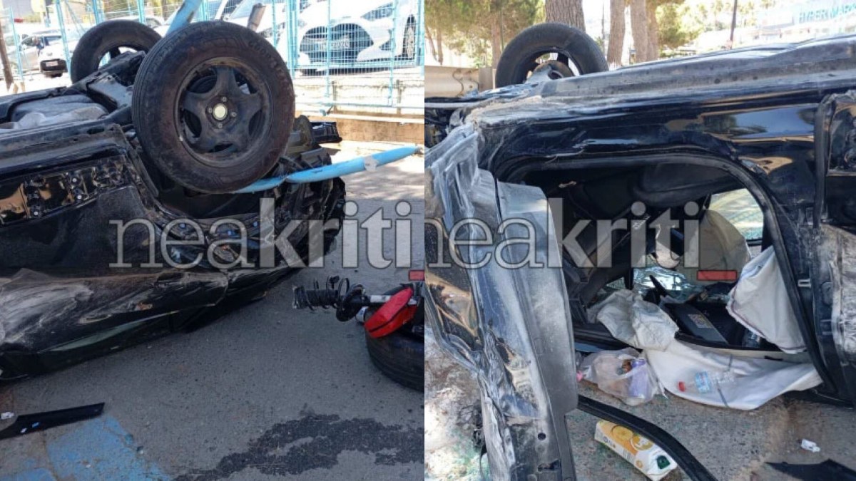 Άφωνοι στην Κρήτη: Η στιγμή που το αυτοκίνητο «απογειώθηκε» στον αέρα – Έπεσε πάνω σε δέντρο και αυτοκίνητα, σοκ με τα βίντεο