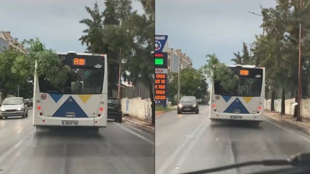 Ώπα: Το Α8 λεωφορείο κυκλοφορεί στους δρόμους της Αθήνας με ένα… δέντρο καρφωμένο πάνω του!