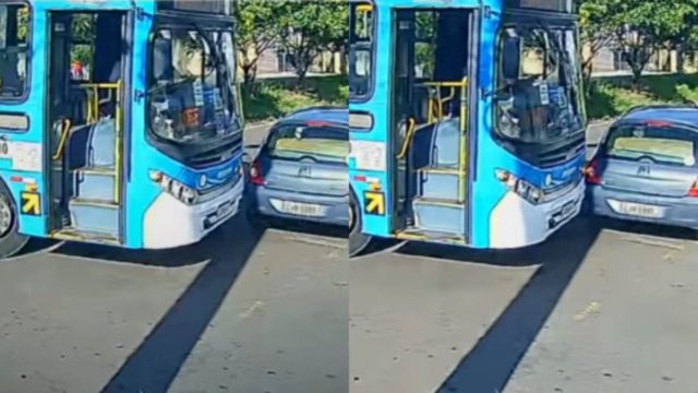 ΙΧ έχει παρκάρει πάνω σε στροφή και οδηγός λεωφορείου δεν το… πολυσκέφτεται! Το παίρνει… σβάρνα