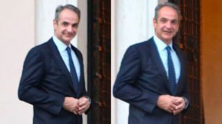 Ο Κυριάκος Μητσοτάκης υποδέχεται στο Μέγαρο Μαξίμου την Κίμπερλι Γκιλφόιλ σε μια βραδιά αφιερωμένη στην ελληνοαμερικανική φιλία.