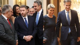 Προεδρικό μέγαρο: Οι πολιτικοί αρχηγοί συνομίλησαν για κρίσιμα εθνικά θέματα στο περιθώριο της εορταστικής εκδήλωσης για την αποκατάσταση της Δημοκρατίας.