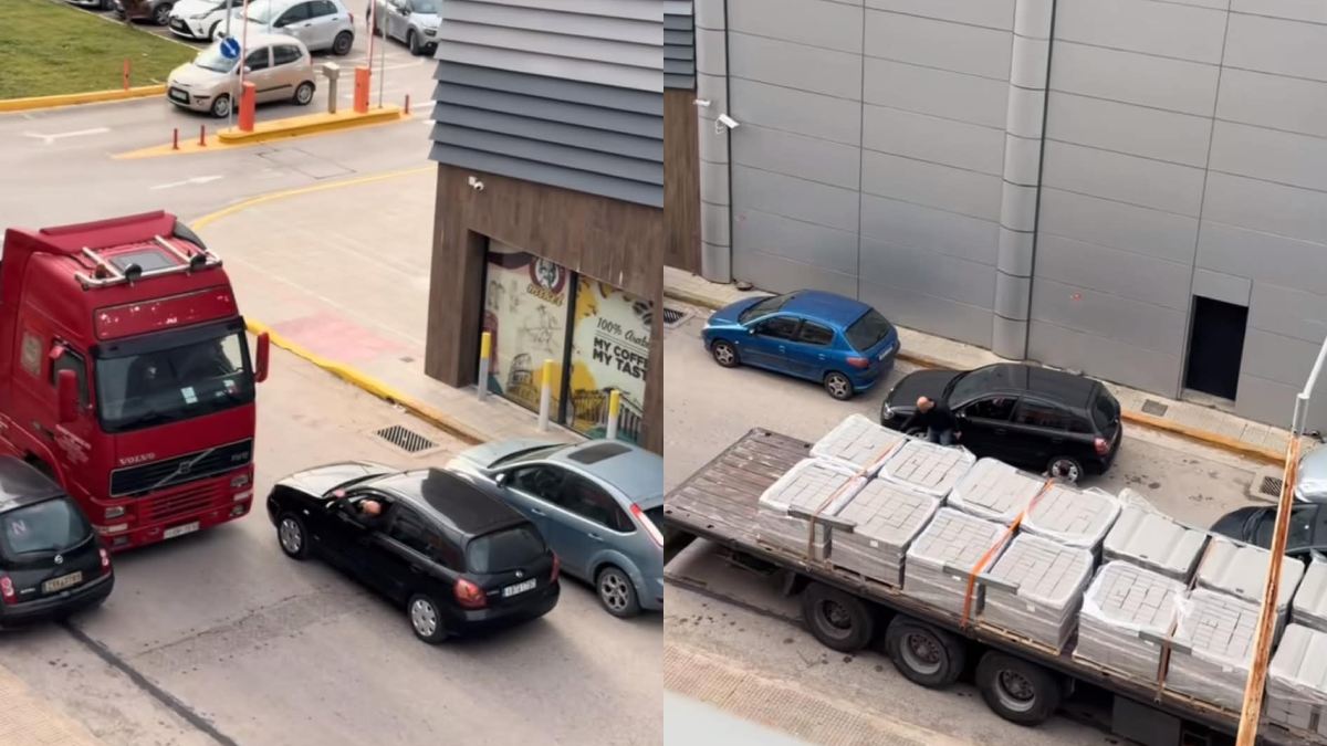 Viral βίντεο με οδηγό ΙΧ και φορτηγού σε επικό καβγά στη μέση του δρόμου