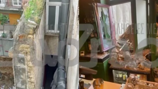 Σοκ στο Παγκράτι: Κατέρρευσε μεσότοιχος μέσα σε μαγαζί
