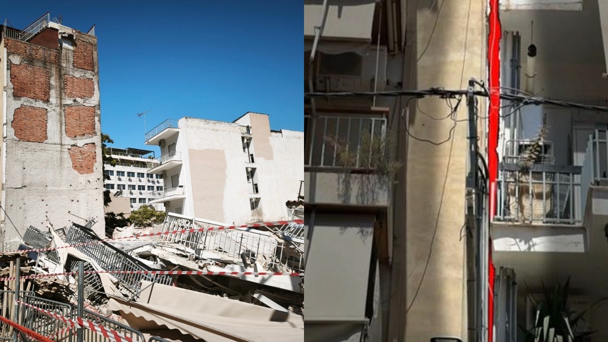Φωτογραφία σοκ για τα Πετράλωνα: Υπήρχε κενό 15 εκατοστών πριν καταρρεύσει η πολυκατοικία – Ανησυχούν και για το διπλανό κτήριο