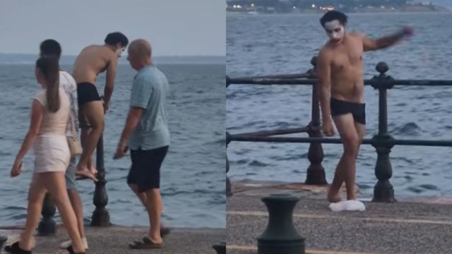 Αναστάτωση στη Θεσσαλονίκη: Άνδρας μεταμφιεσμένος σε «Τζόκερ» χόρευε με το εσώρουχο και βούτηξε στον Θερμαϊκό