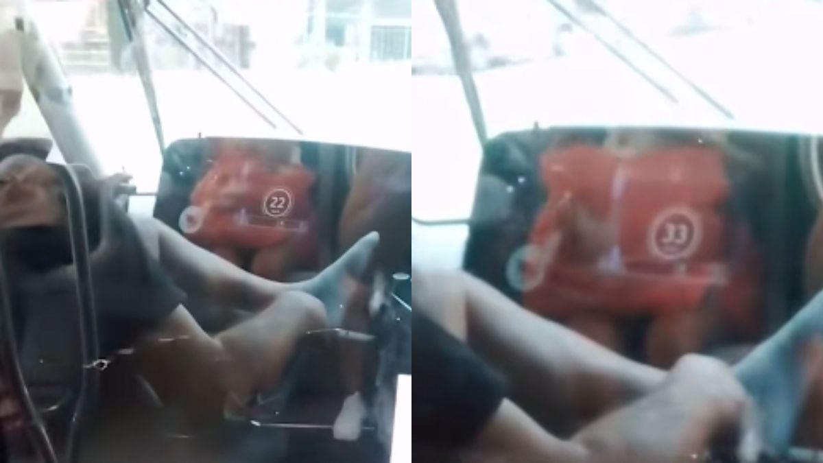 Απίστευτες εικόνες στο Τραμ: Οδηγούσε ξυπόλητος με τα πόδια στην κονσόλα και τσιγάρο στο χέρι (Video)