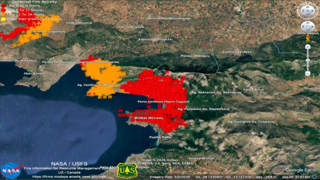 Σοκάρει η δορυφορική εικόνα από τη Βοιωτία: Έως και 50.000 στρέμματα έγιναν στάχτη