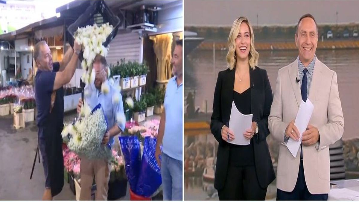 Λουλουδοπόλεμος στη Ριζούπολη: Ο πρόεδρος Ανθαγοράς Αθηνών ραίνει με λουλούδια τον δημοσιογράφο του ΣΚΑΪ