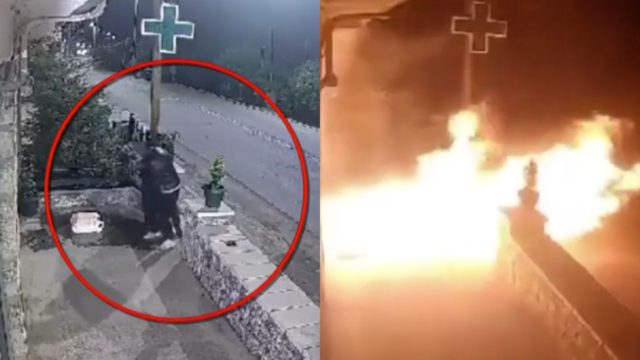 Αρκαδία: Καρέ-καρέ ο εμπρησμός σε φαρμακείο – Έσπασαν την τζαμαρία με καπάκι φρεατίου και έβαλαν φωτιά