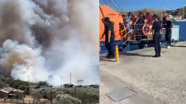 Πυρκαγιά στη Λήμνο: Βίντεο από την επιχείρηση απομάκρυνσης κατοίκων και επισκεπτών δια θαλάσσης – Δύσκολες στιγμές στο νησί