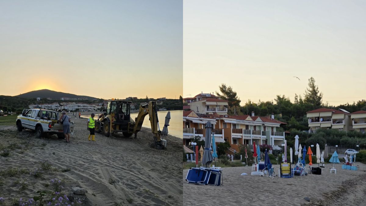 Έβαζαν αλυσίδες στην άμμο για να κρατούν θέση – «Σκούπα» του δήμου σε παραλία της Χαλκιδικής