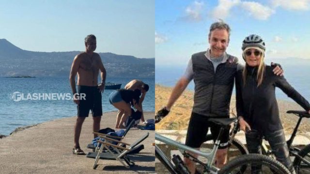 Κυριάκος Μητσοτάκης: Πρωινό μπάνιο μετά το ατύχημα – Στο Μαράθι Χανίων τον συνάντησε ο φακός