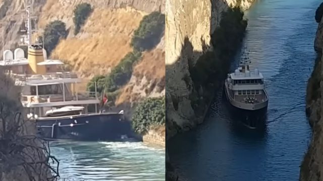 «Συνεχώς κοπανάει»: Βίντεο από την στιγμή που superyacht αξίας 50 εκατ. δολαρίων προσκρούει στα τοιχώματα του Ισθμού της Κορίνθου