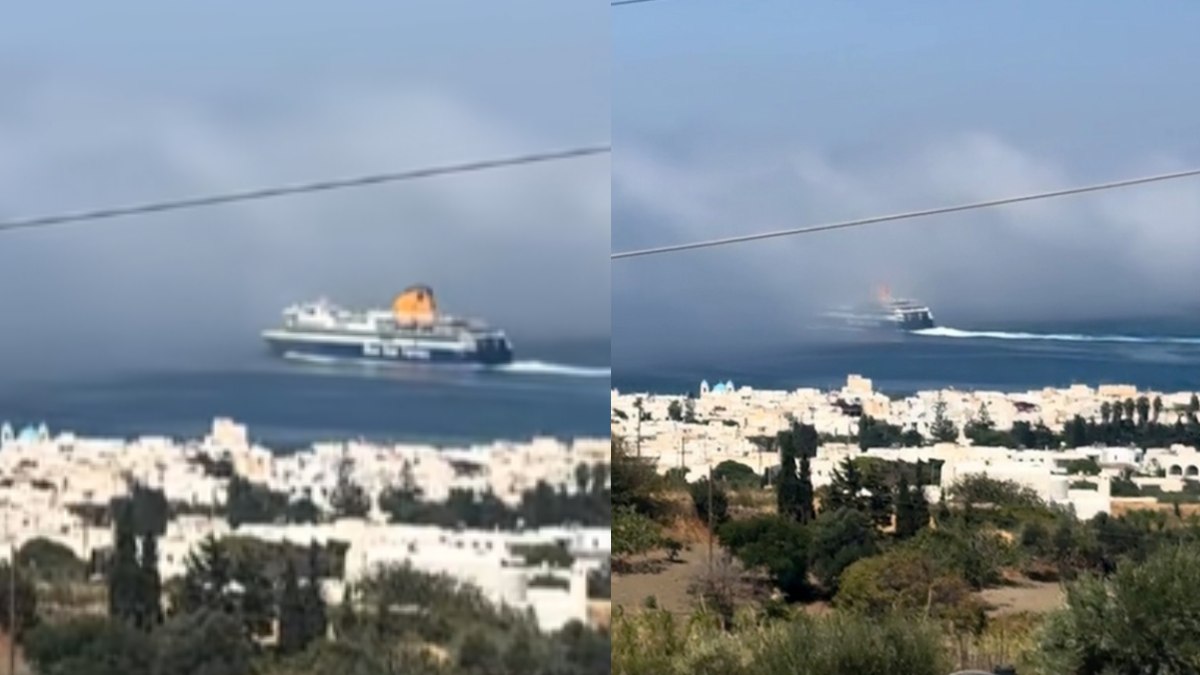 Μοναδική στιγμή στην Πάρο: Βίντεο με καράβι που «χάθηκε» μέσα στην ομίχλη στο λιμάνι – Η εξήγηση Κολυδά για το φαινόμενο