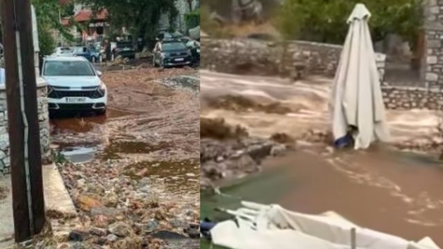 Γυναίκα χτυπήθηκε από κεραυνό στην Μάνη: Εικόνες αποκάλυψης από τις πλημμύρες – Οδηγοί παρασύρθηκαν από χείμαρρους [βίντεο]
