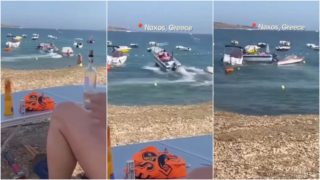 Σοκ στη Νάξο: Ανεξέλεγκτο σκάφος έπεσε πάνω σε δεμένα πλοιάρια εκατοστά μακριά από λουόμενους – Το βίντεο ντροπή