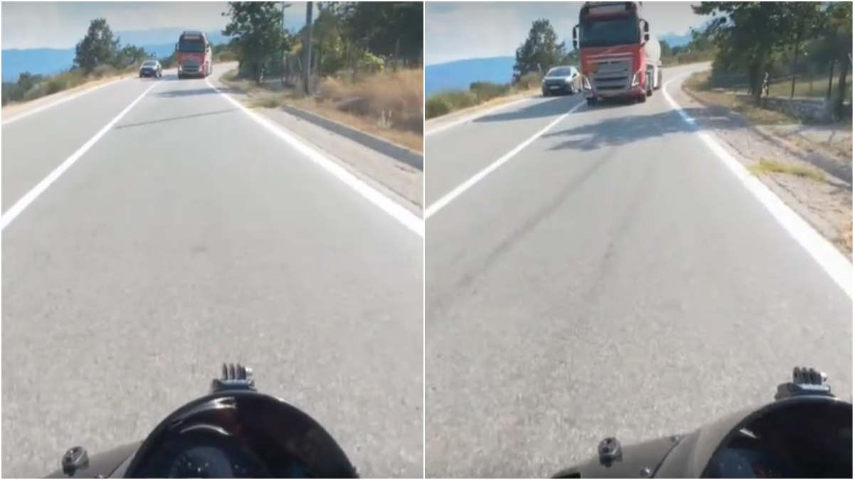 Βίντεο σοκ από τους ελληνικούς δρόμους: Η στιγμή που ασυνείδητος νταλικέρης μπαίνει στο αντίθετο ρεύμα και παραλίγο να θερίσει οδηγό μηχανής!