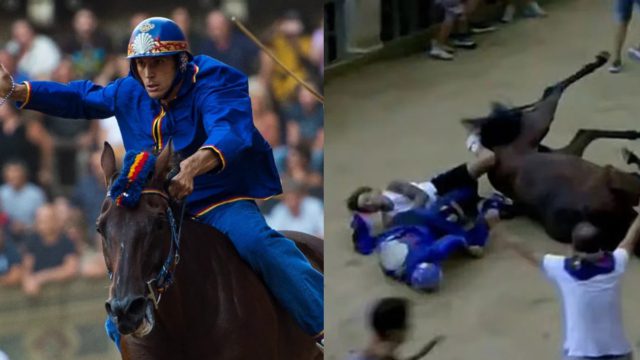 Σοκ βίντεο από την Ιταλία: Σοβαρό ατύχημα όταν άλογο παρέσυρε θεατή σε ιπποδρομία στη Σιένα
