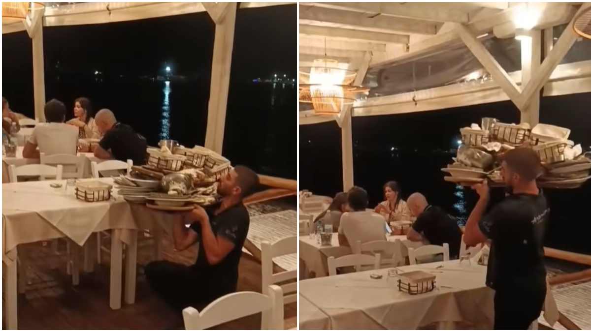 Σερβιτόρος κουβαλάει δίσκο με δεκάδες πιάτα πάνω και γίνεται viral στο TikTok