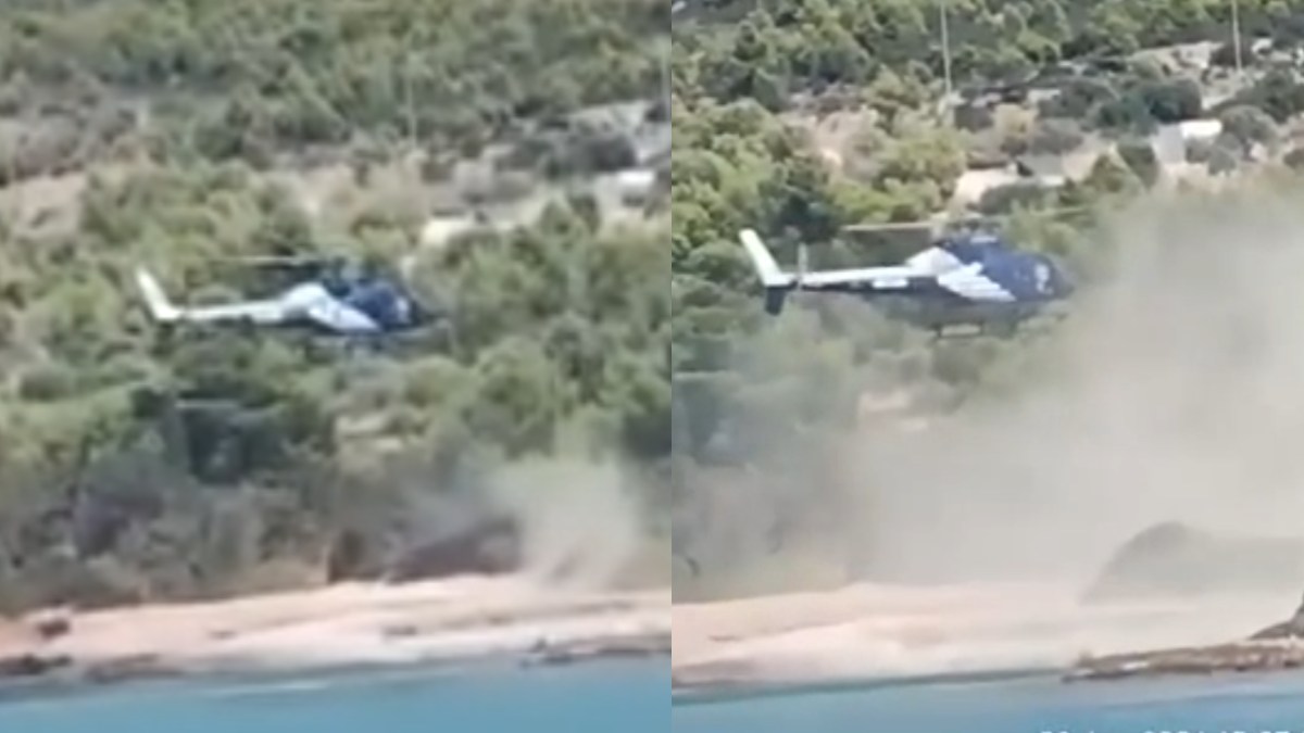 «Κάνουν ό,τι θέλουν»: Ελικόπτερο προσγειώθηκε και σε παραλία στις Σπέτσες – Βίντεο με τις αντιδράσεις των λουομένων