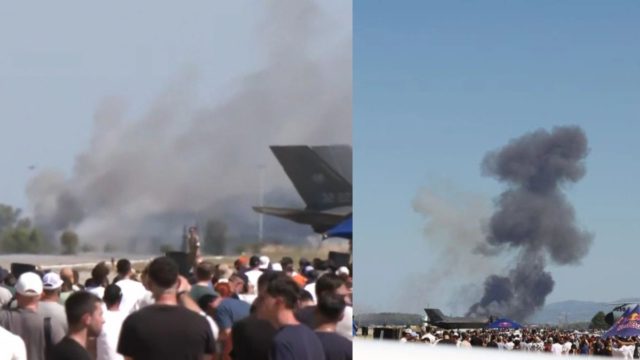 Αγωνία στο Athens Flying Week: Οι πρώτες εικόνες από την πτώση του Phantom κατά τη διάρκεια επίδειξης