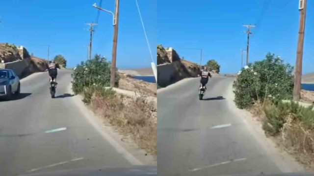 Μύκονος: Ανατριχιαστικό βίντεο με αναβάτη να κάνει επικίνδυνους ελιγμούς σε στενό δρόμο