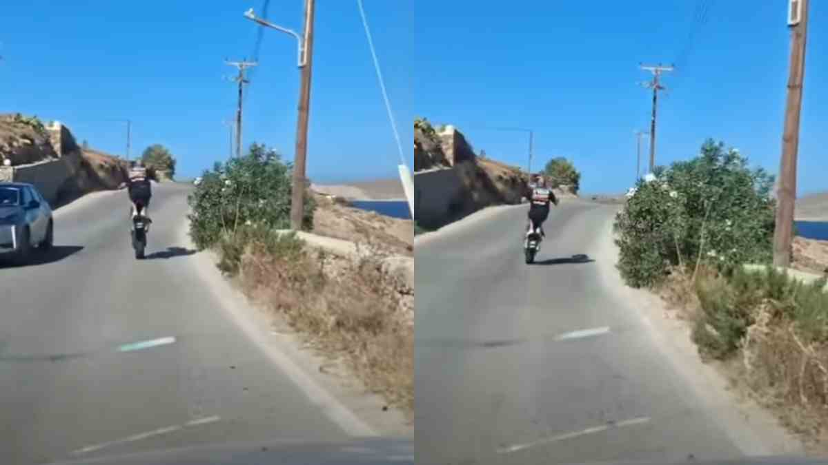 Μύκονος: Ανατριχιαστικό βίντεο με αναβάτη να κάνει επικίνδυνους ελιγμούς σε στενό δρόμο
